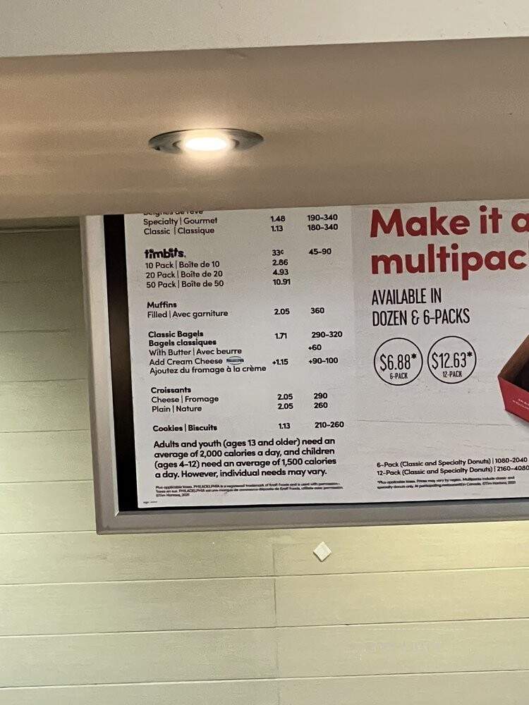 Tim Hortons - Mississauga, ON menu_pic
