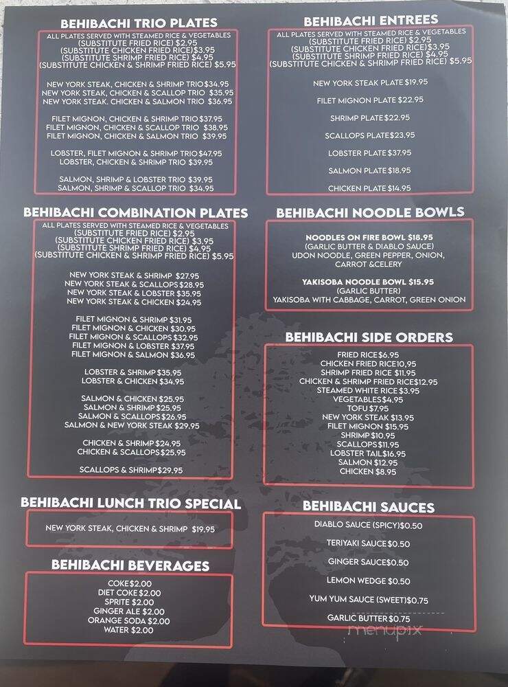BeniHibachi Japanese Grill - Los Angeles, CA menu_pic