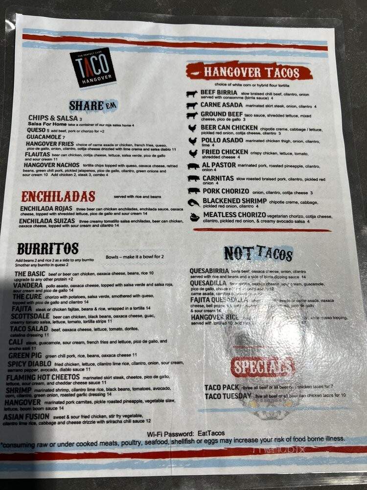 Taco Hangover - Shawnee, KS menu_pic