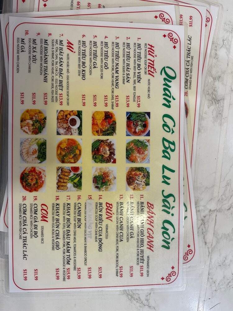 Quan Co Ba Lu Saigon - Westminster, CA menu_pic