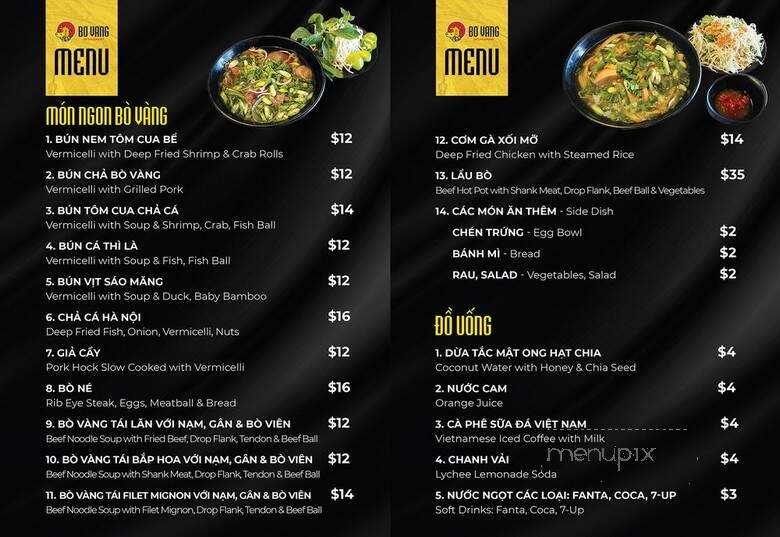 Bo Vang Restaurant - Garden Grove, CA menu_pic