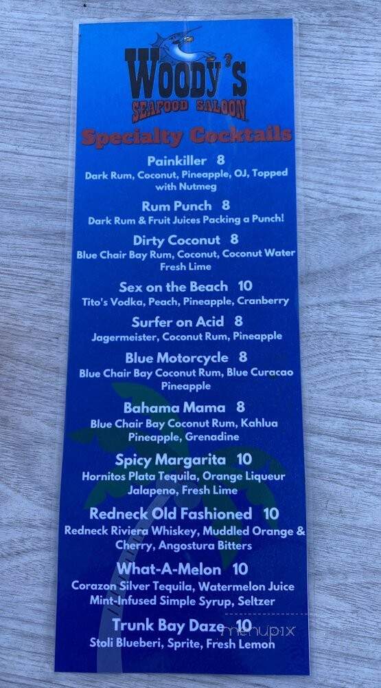 Woody's Seafood Saloon - Charlotte, NC menu_pic