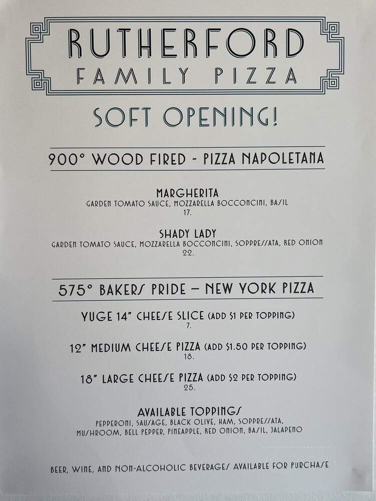 Rutherford Family Pizza - Napa, CA menu_pic