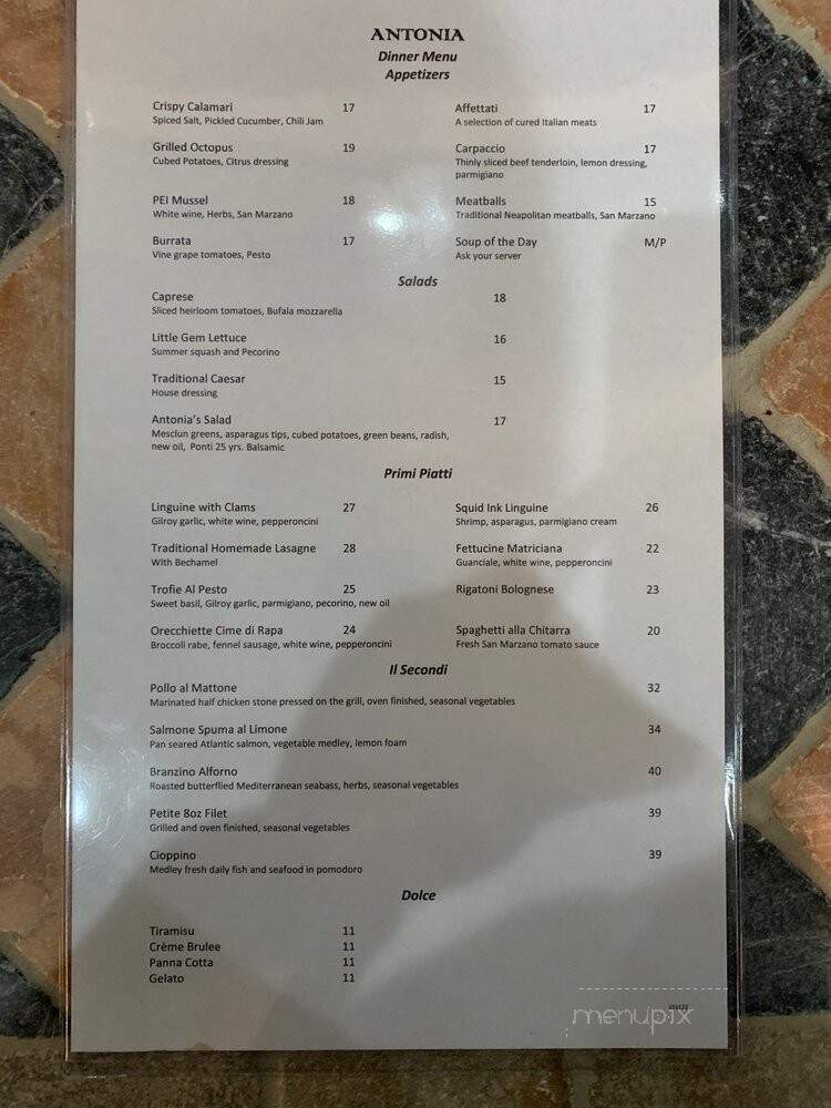 Antonia Cucina Italiana Restaurant & Bar - Laguna Niguel, CA menu_pic