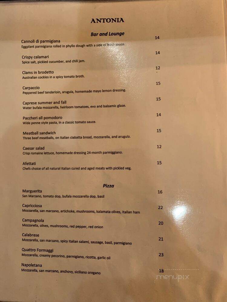 Antonia Cucina Italiana Restaurant & Bar - Laguna Niguel, CA menu_pic