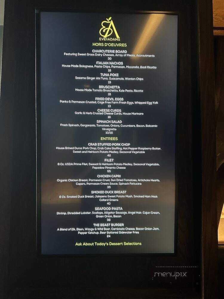 Eve on Adams - Tallahassee, FL menu_pic