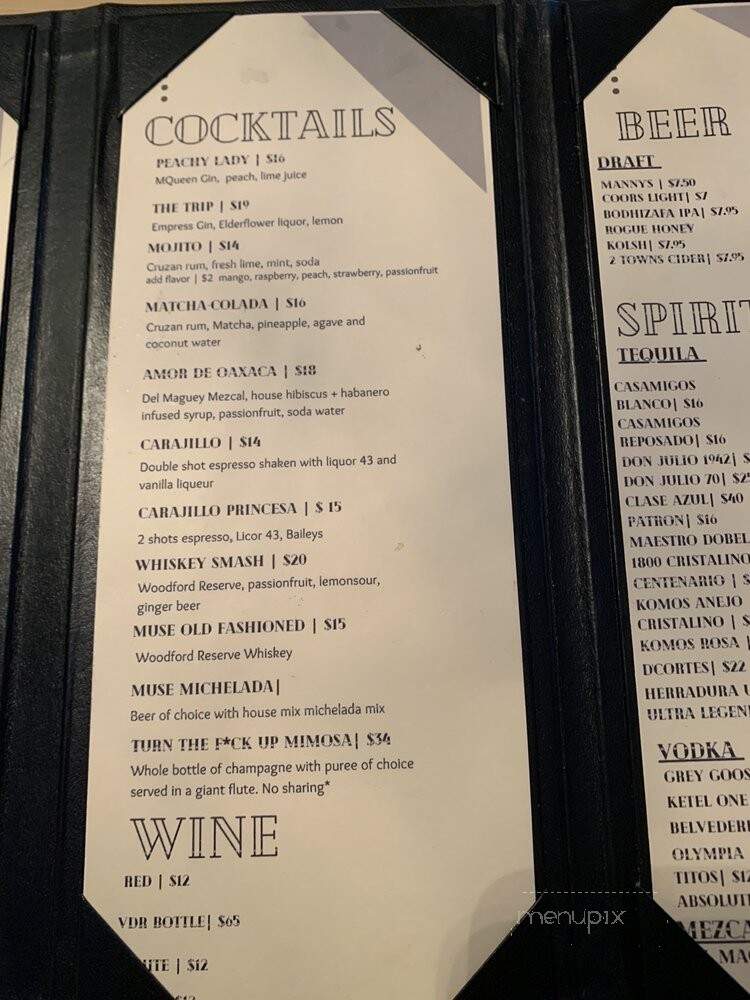 Muse Lounge - Seattle, WA menu_pic