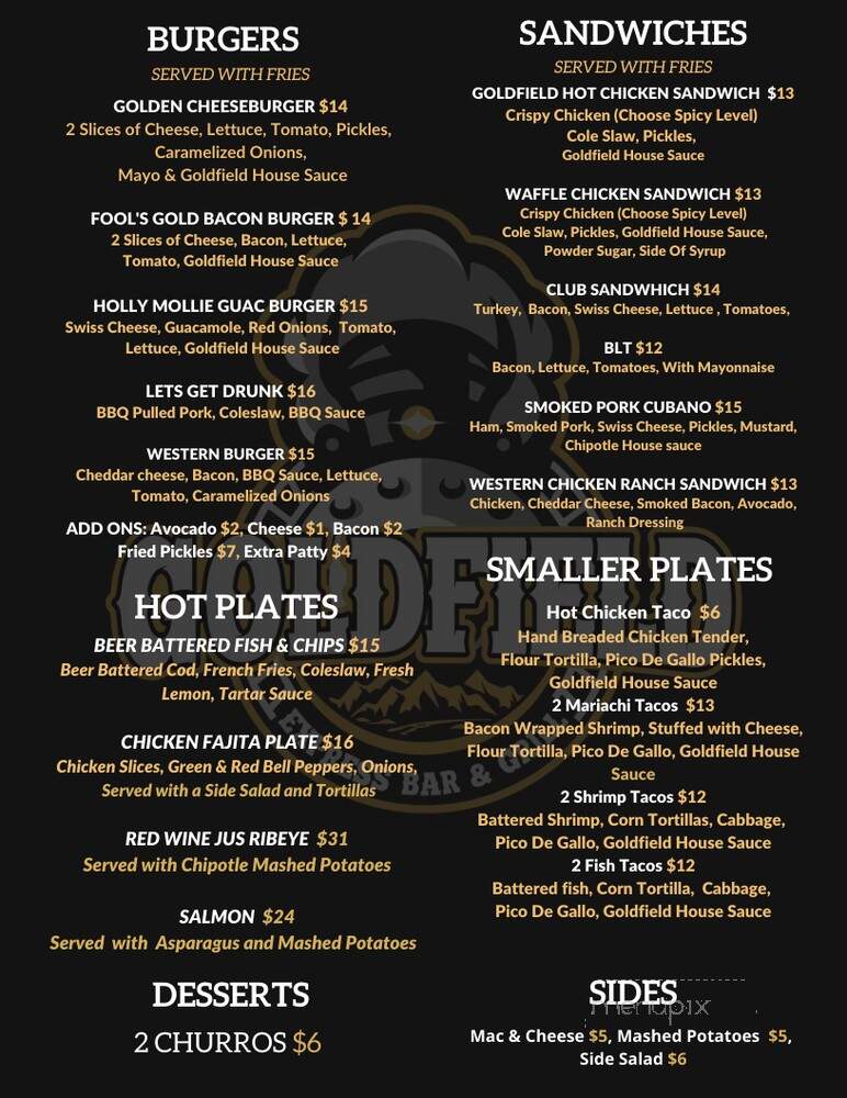 Goldfield Trading Post - Roseville, CA menu_pic