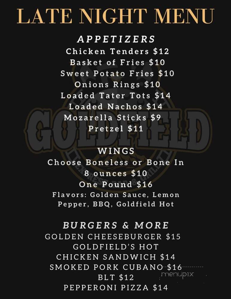 Goldfield Trading Post - Roseville, CA menu_pic