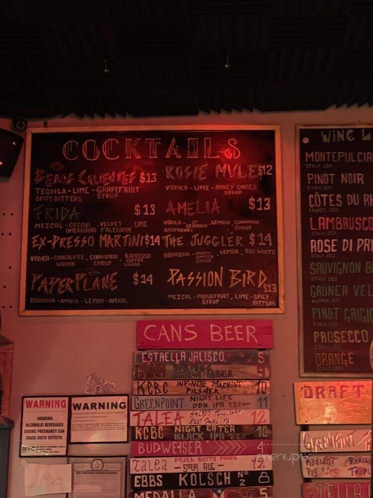 Rosie Pizza Bar - New York, NY menu_pic