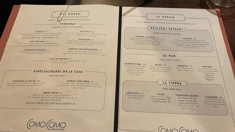 Como Como - Miami Beach, FL menu_pic