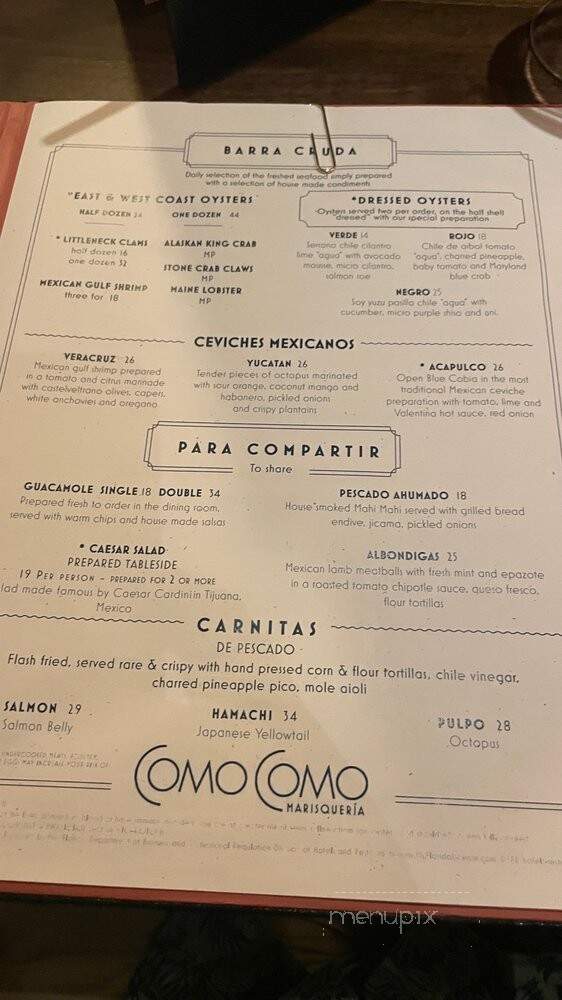 Como Como - Miami Beach, FL menu_pic
