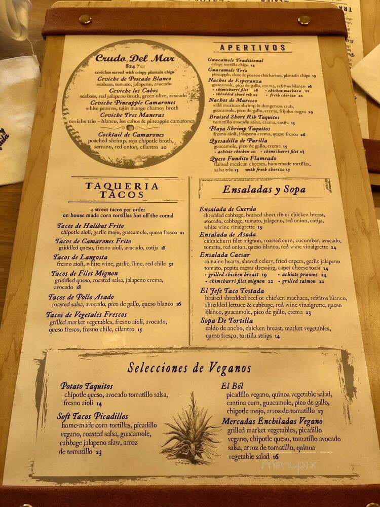 Palmilla Cocina y Tequila - Newport Beach, CA menu_pic