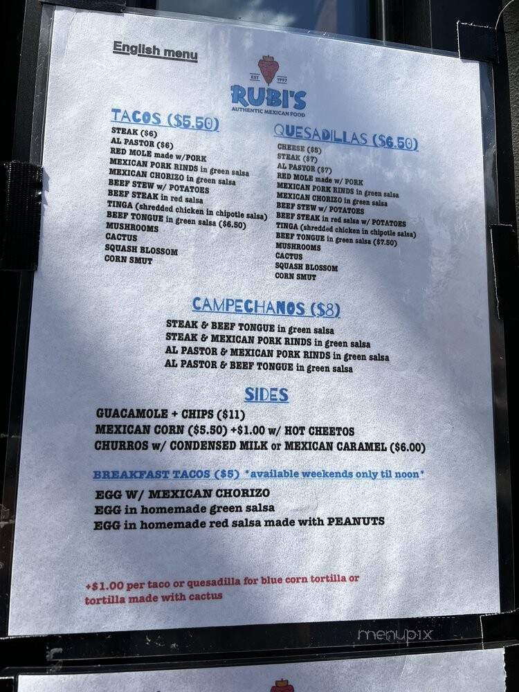 Rubi's - Chicago, IL menu_pic