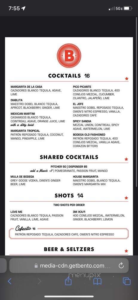 Bodega Taqueria y Tequila - Chicago, IL menu_pic