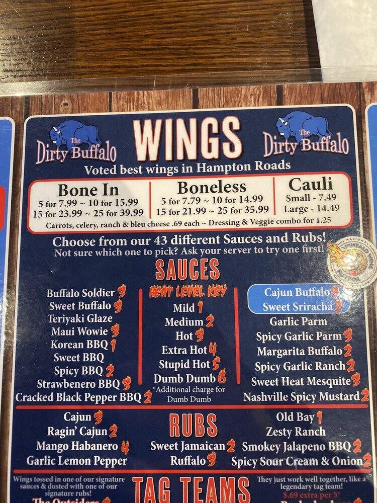 The Dirty Buffalo - Chesapeake, VA menu_pic