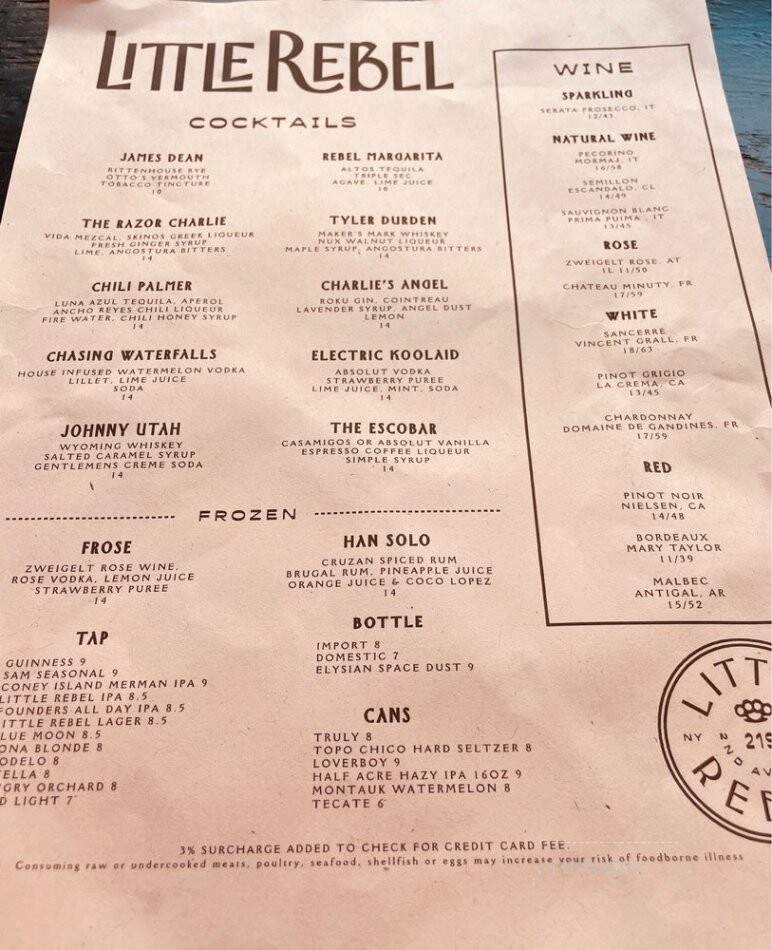 Little Rebel - New York, NY menu_pic
