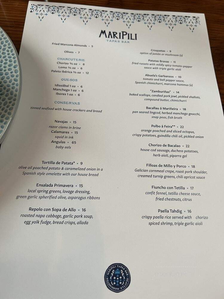 MariPili Tapas Bar - Seattle, WA menu_pic