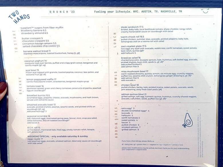 Two Hands - New York, NY menu_pic