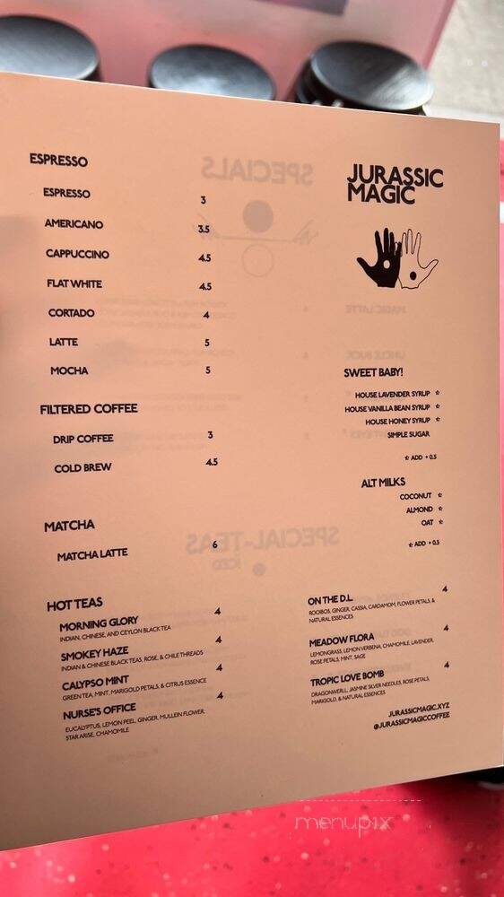 Jurassic Magic Coffee - Los Angeles, CA menu_pic