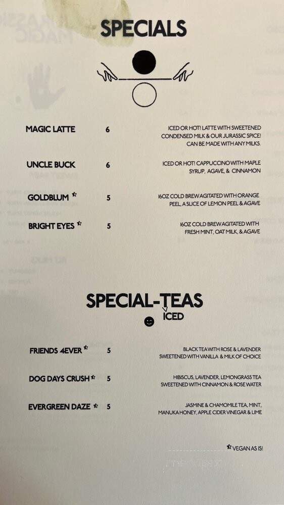 Jurassic Magic Coffee - Los Angeles, CA menu_pic