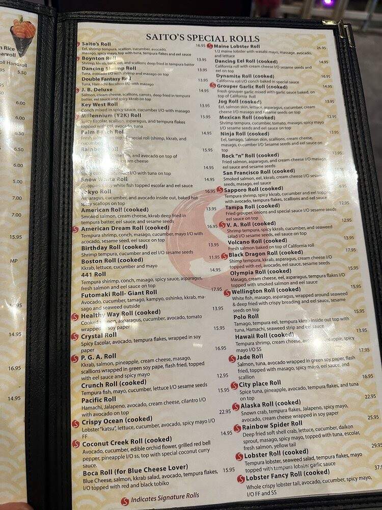 Saitos's Japanese Steakhouse - Dania Beach, FL menu_pic