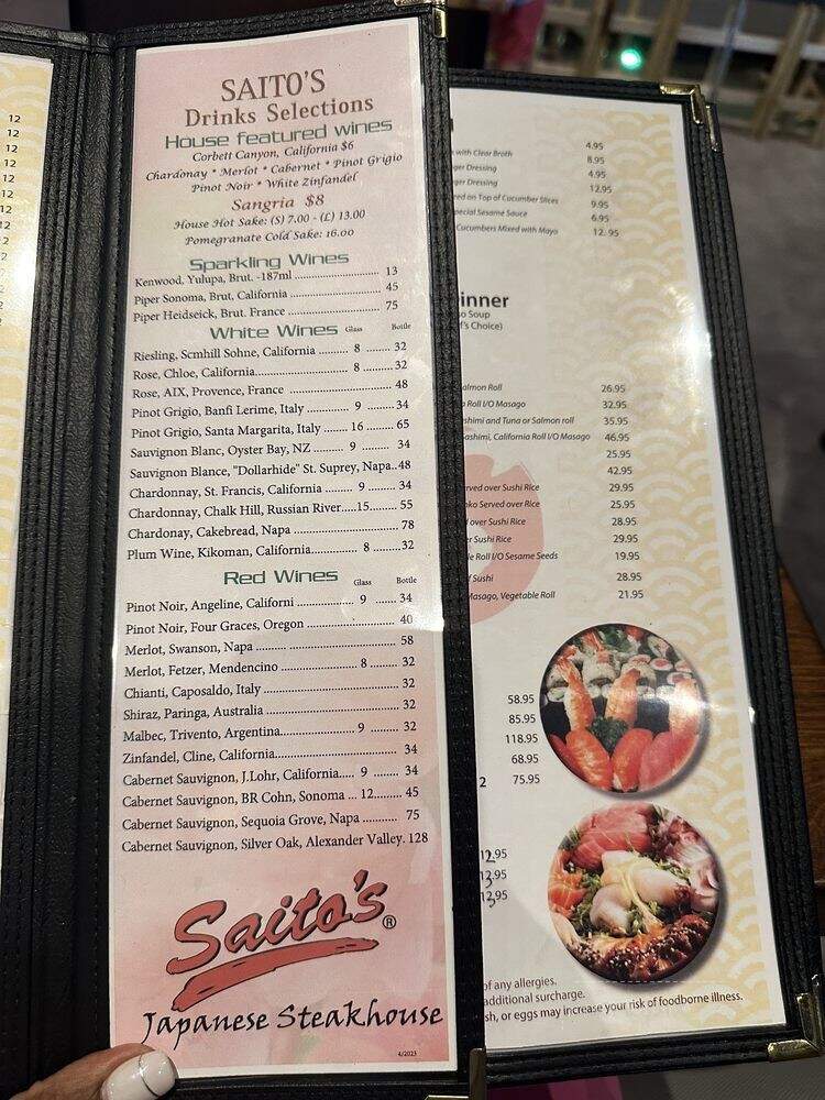 Saitos's Japanese Steakhouse - Dania Beach, FL menu_pic