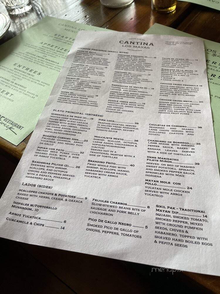 Cantina Los Mayas - San Francisco, CA menu_pic