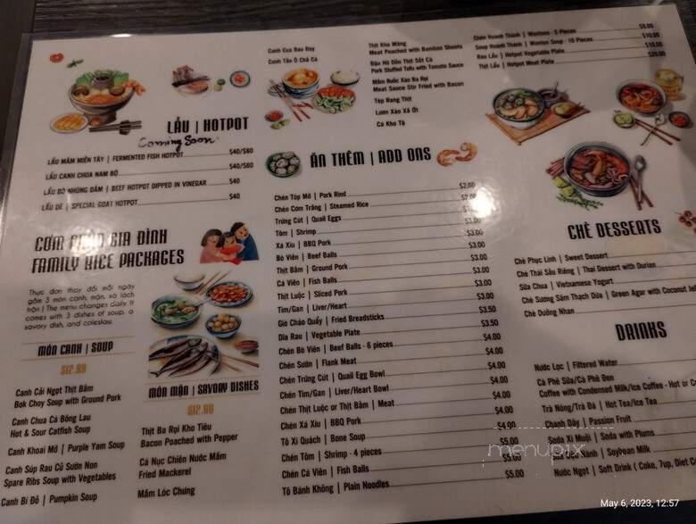 Quan Nha Hai Lua - Garden Grove, CA menu_pic
