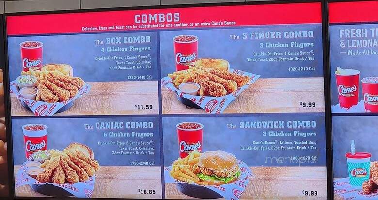 Raising Cane's Chicken Fingers - Northridge, CA menu_pic