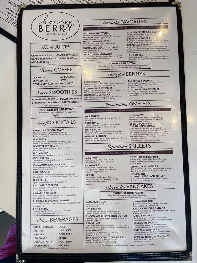 Honey Berry Pancakes and Cafe - Plano, TX menu_pic