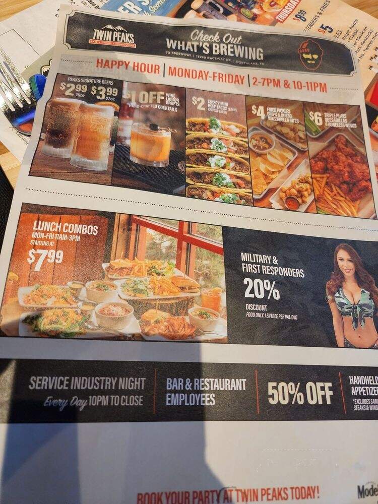 Twin Peaks - Grand Prairie, TX menu_pic