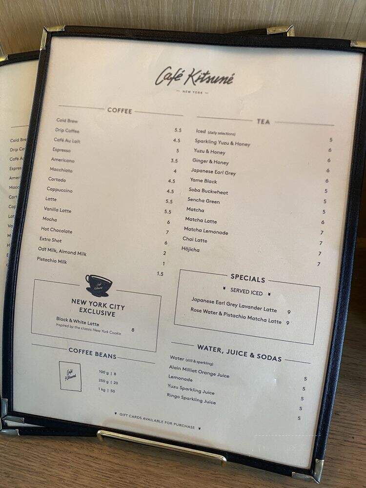 Cafe Kitsune - New York, NY menu_pic