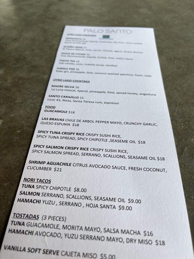Palo Santo - Atlanta, GA menu_pic