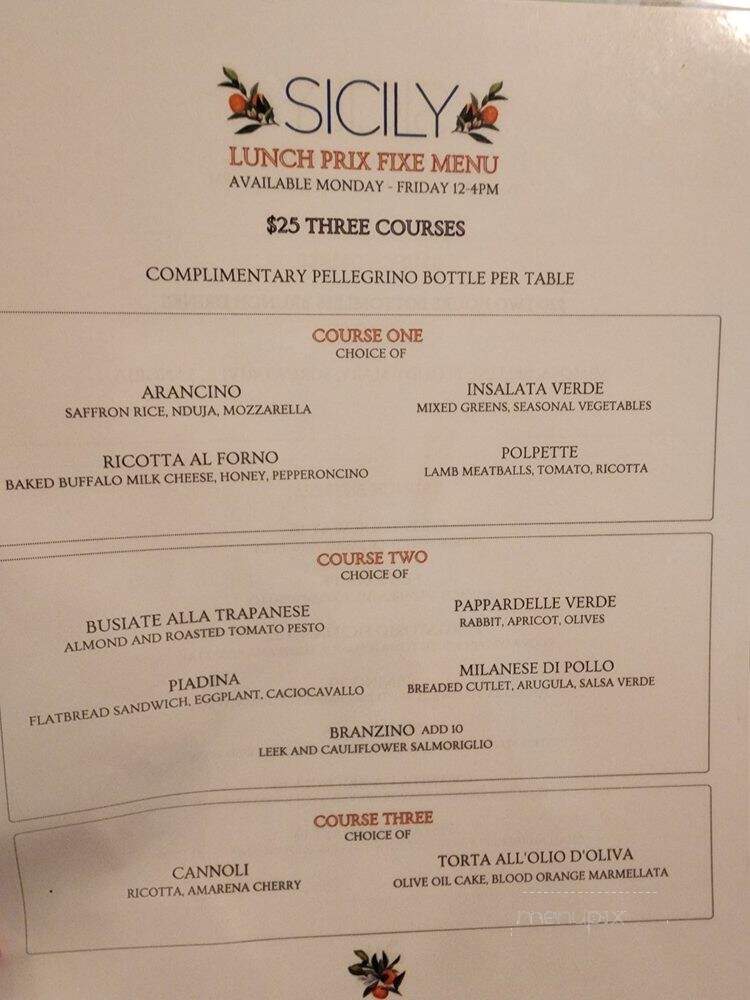 Sicily Osteria - New York, NY menu_pic