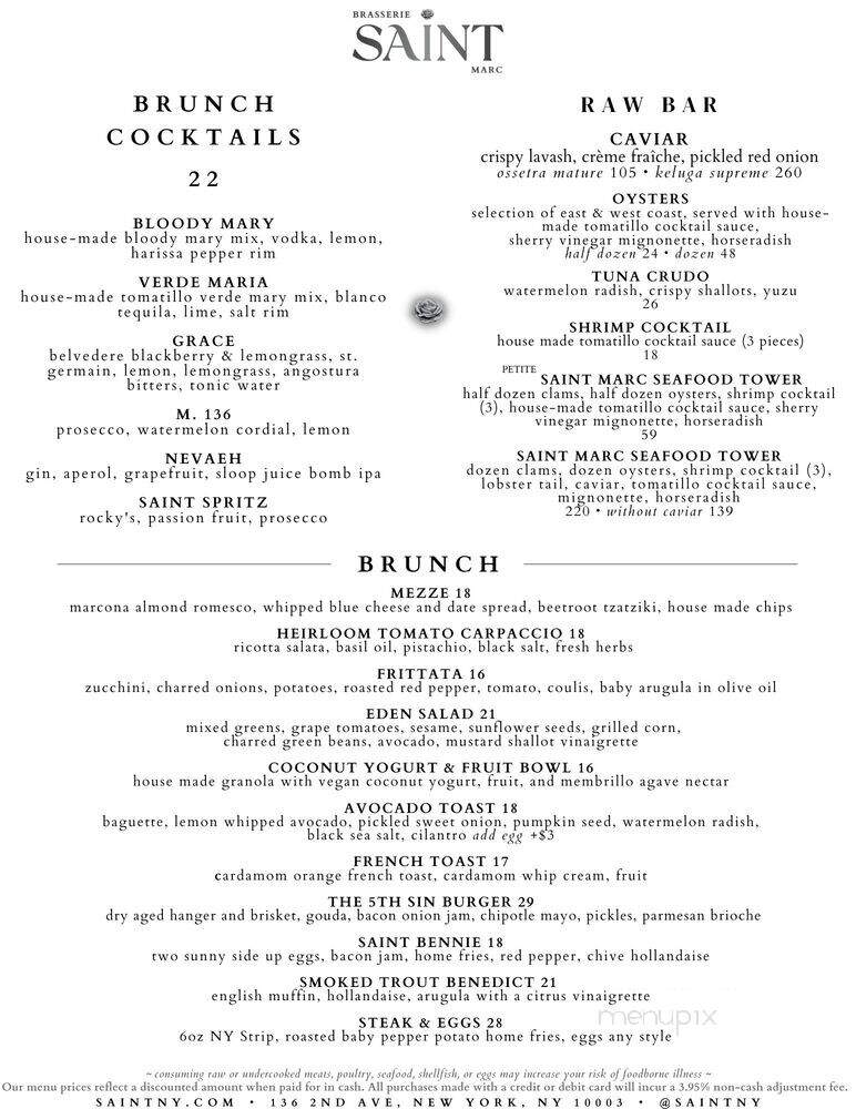 Brasserie SAINT Marc - New York, NY menu_pic