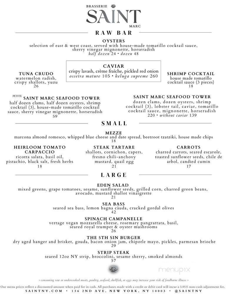 Brasserie SAINT Marc - New York, NY menu_pic