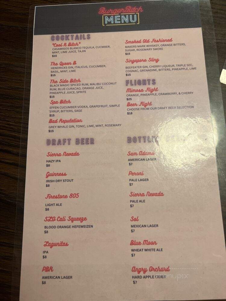 Burger Bitch - Los Angeles, CA menu_pic