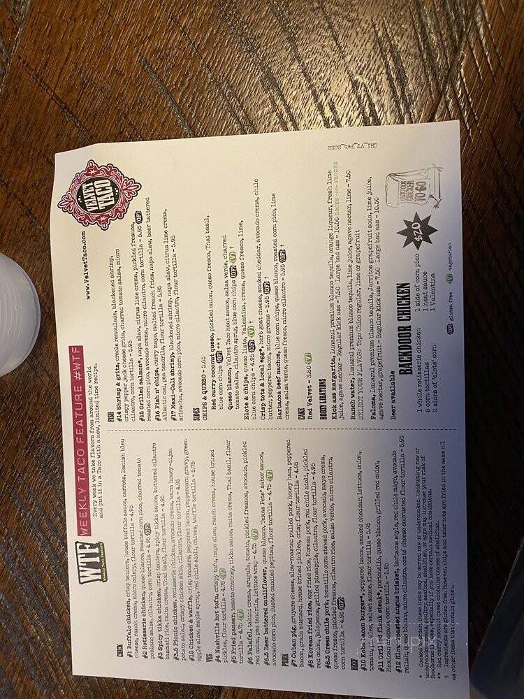 Velvet Taco - Chicago, IL menu_pic