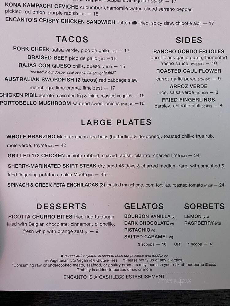 Encanto Restaurant - Los Angeles, CA menu_pic