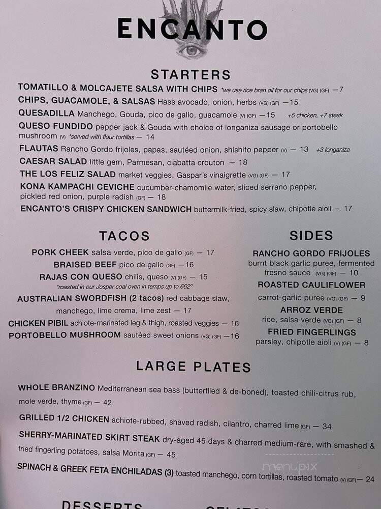 Encanto Restaurant - Los Angeles, CA menu_pic