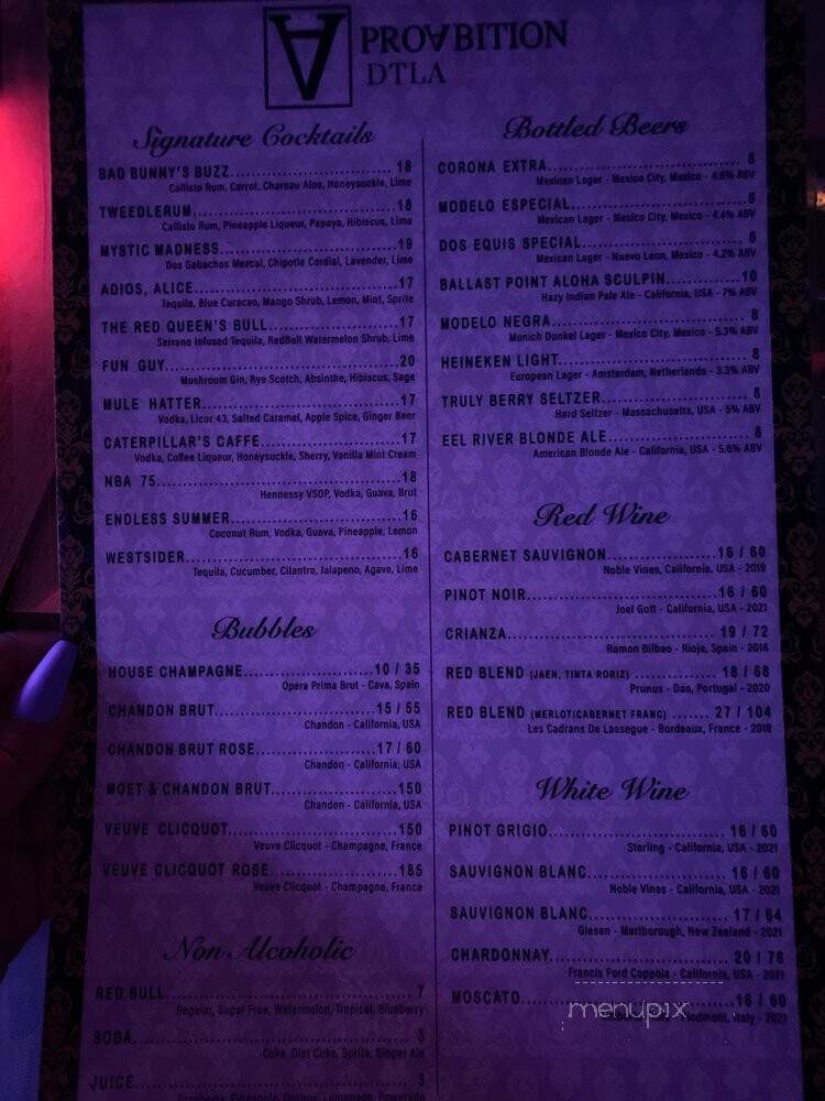 Proabition Dtla - Los Angeles, CA menu_pic