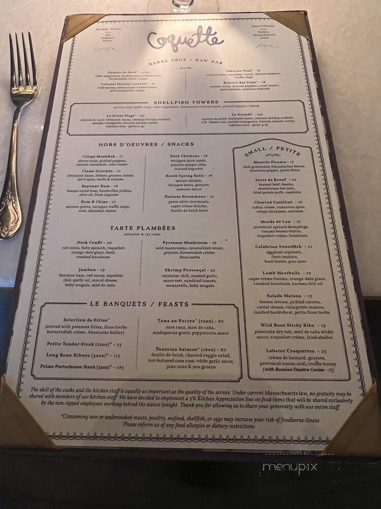 Coquette - Boston, MA menu_pic