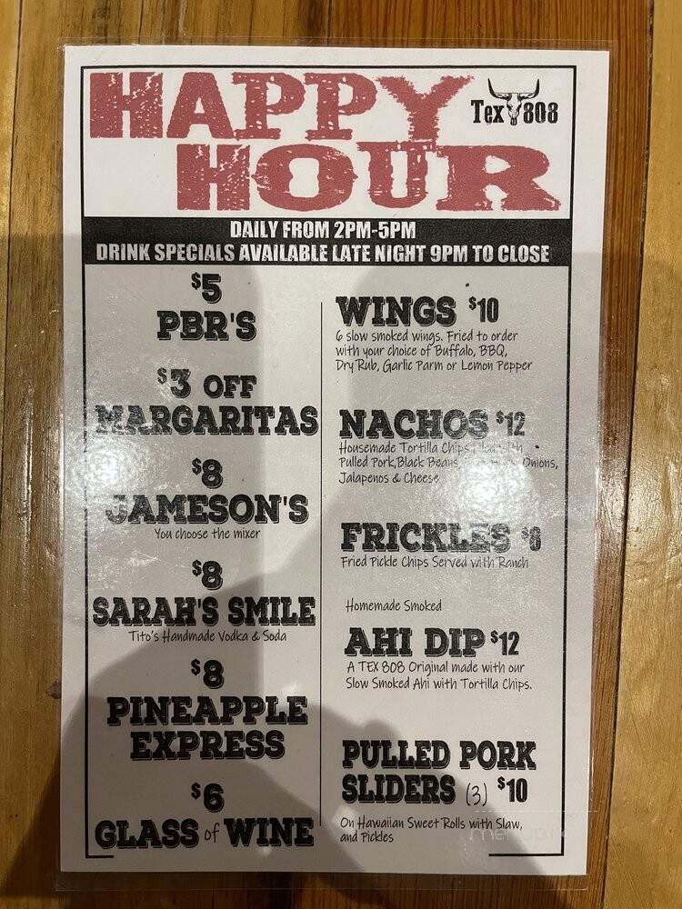 TEX808 BBQ & Brews - Honolulu, HI menu_pic