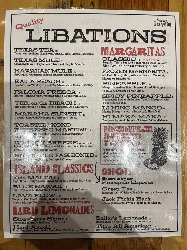 TEX808 BBQ & Brews - Honolulu, HI menu_pic