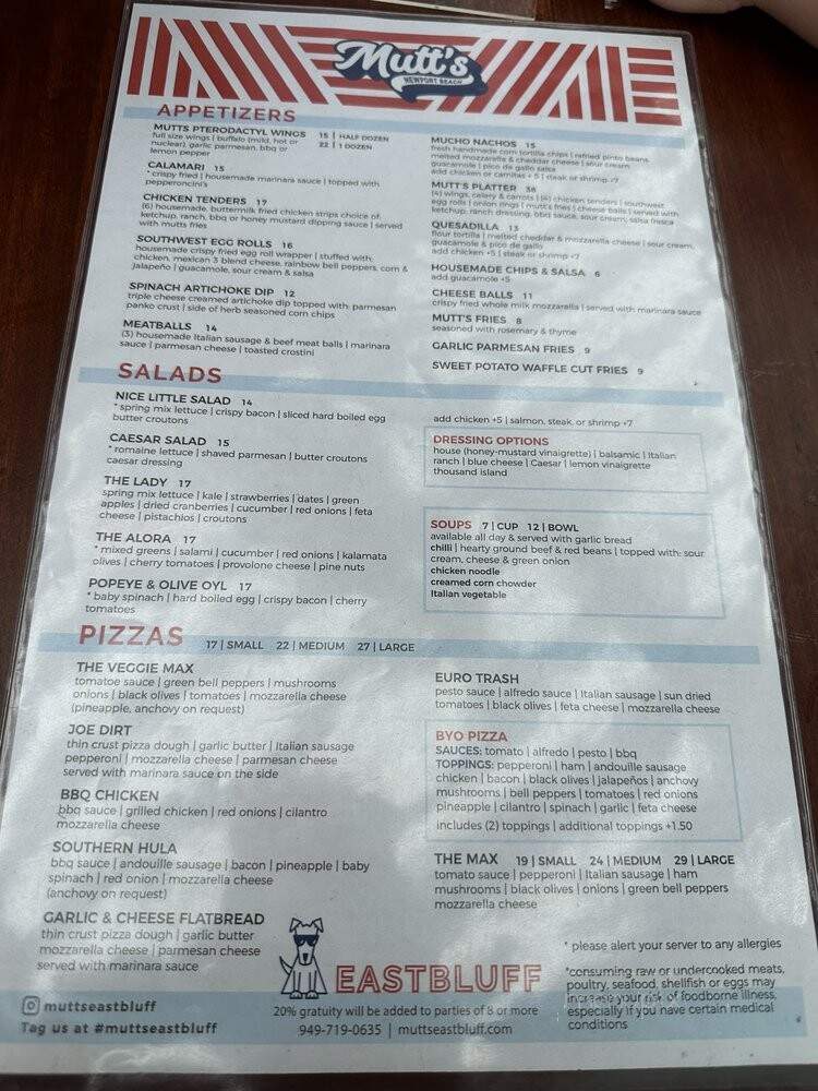 Mutts - Newport Beach, CA menu_pic