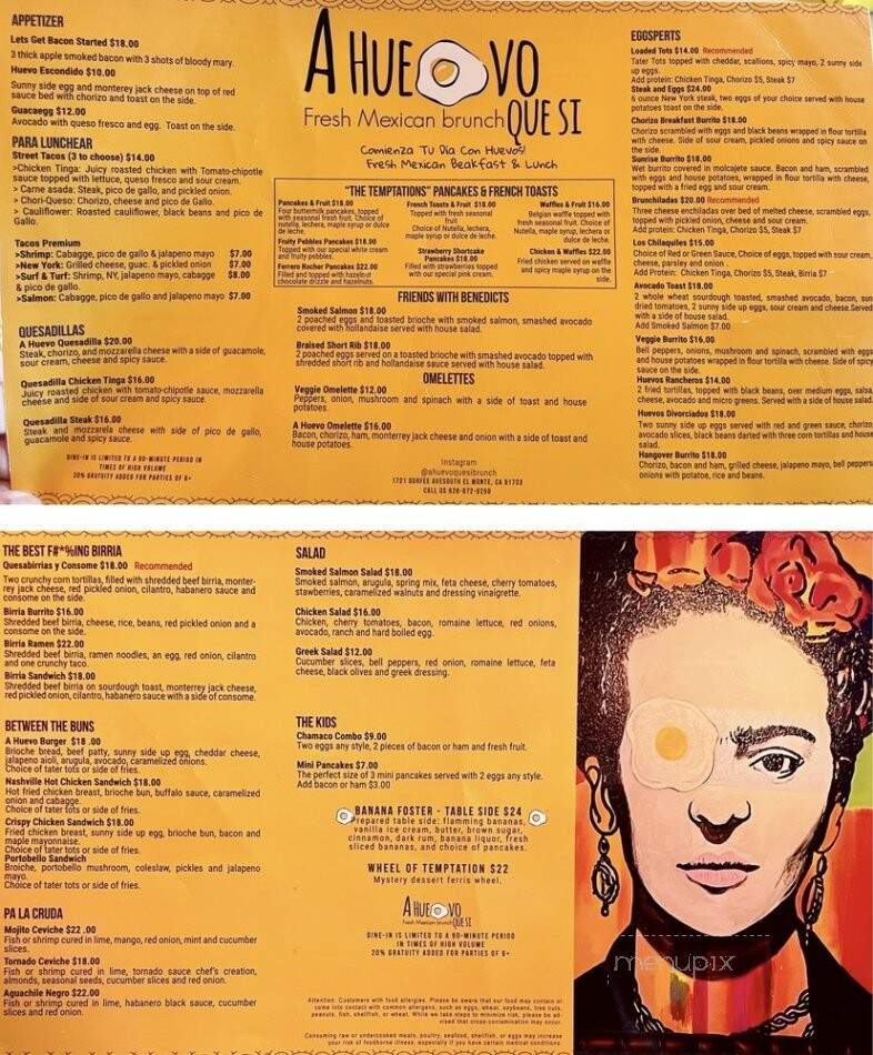 A Huevo Que Si Mexican Brunch - El Monte, CA menu_pic