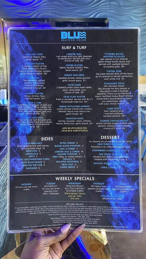Blu Seafood House - Atlanta, GA menu_pic