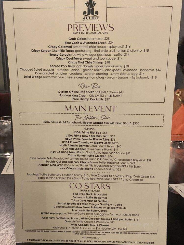 Juliet - Houston, TX menu_pic