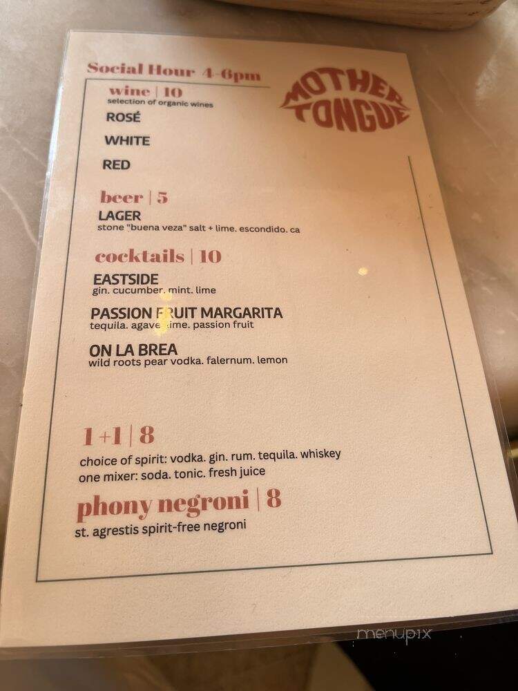 Mother Tongue - Los Angeles, CA menu_pic